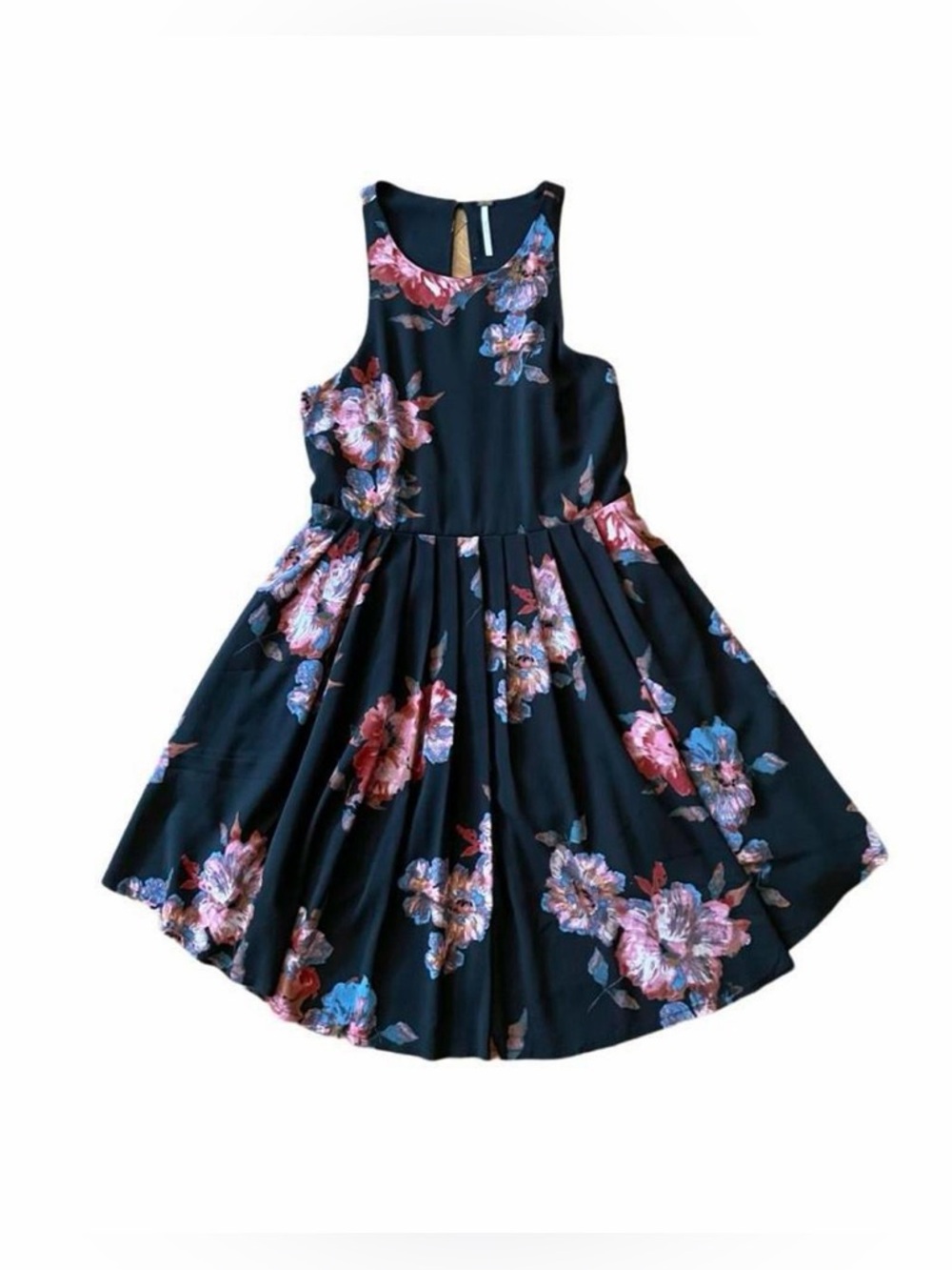Free People Black Floral Mini Dress Fit Flare 0
